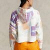 Weißer Oversize-Fleece-Hoodie mit Ralph Lauren-Logografik für Damen