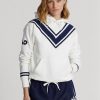 Weißer Ralph Lauren Australian Open Cricket Fleece-Hoodie für Damen