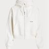 Weißer Ralph Lauren Fleece-Hoodie mit durchgehendem Reißverschluss und Dolman-Ärmeln für Damen