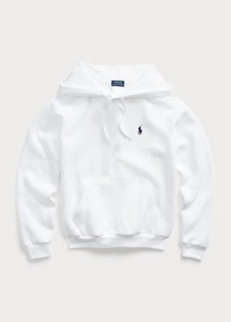 Weißer Ralph Lauren Fleece-Kapuzenpullover für Damen