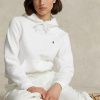 Weißer Ralph Lauren Shrunken Fit Fleece-Hoodie für Damen
